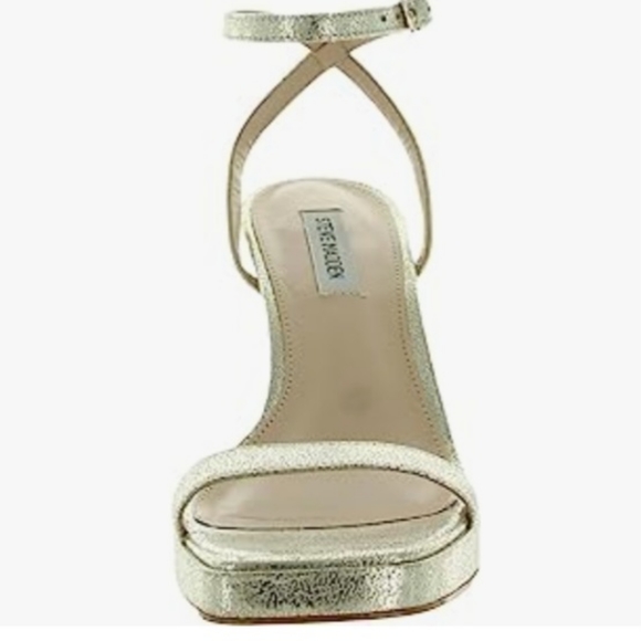 Steve Madden Nicky Open Toe Gold Flare Heel Sandals Size 10 New - Picture 4 of 16